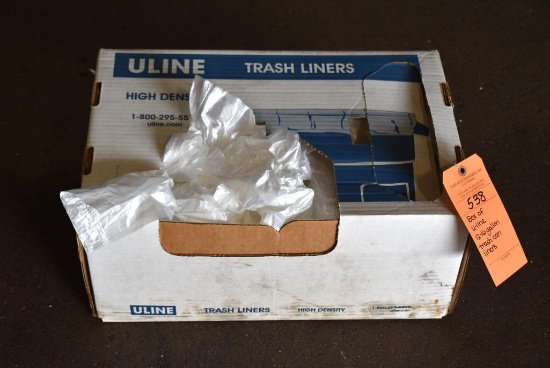 BOX OF U-LINE 12-16 GALLON TRASH CAN LINERS & ROLL OF NON-SLIP DRAWER LINER