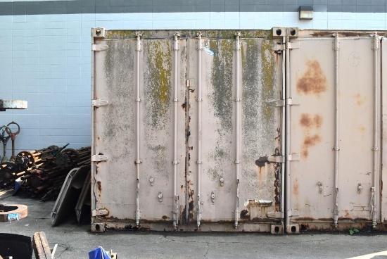 METAL STORAGE UNIT, (SHIPPING CONTAINER) APPROX. 20'L x 8'W x 102"H - NO CONTENTS