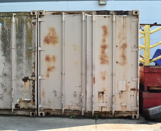 METAL STORAGE UNIT, (SHIPPING CONTAINER) APPROX. 20'L x 8'W x 102"H - NO CONTENTS