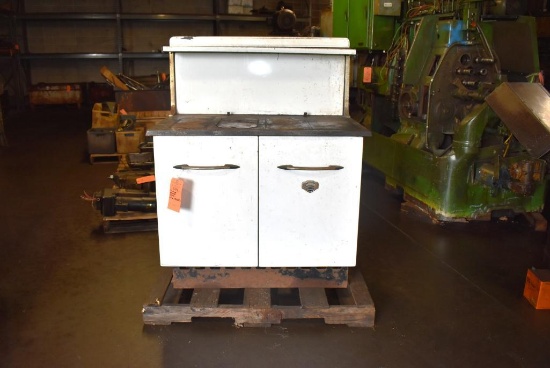 VINTAGE ENAMEL STOVE, 43"W x 25"D x 52"H