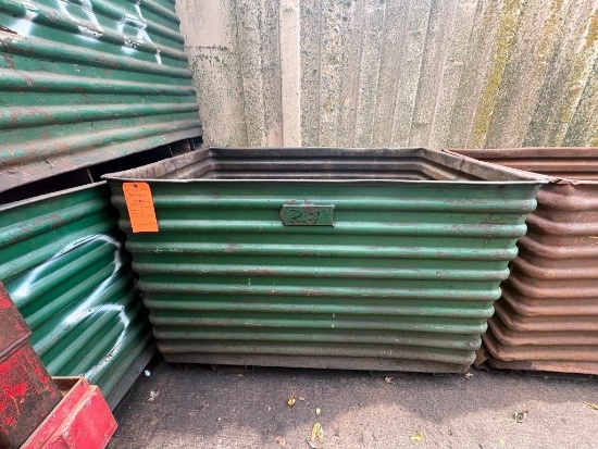 GREEN METAL CORRUGATED STORAGE CONTAINER, APPROX. SIZE; 35-1/2" X 58" X 35"H