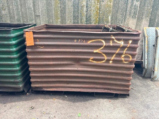 METAL CORRUGATED STORAGE CONTAINER, APPROX. SIZE: 35-1/2" X 58" X 35"H