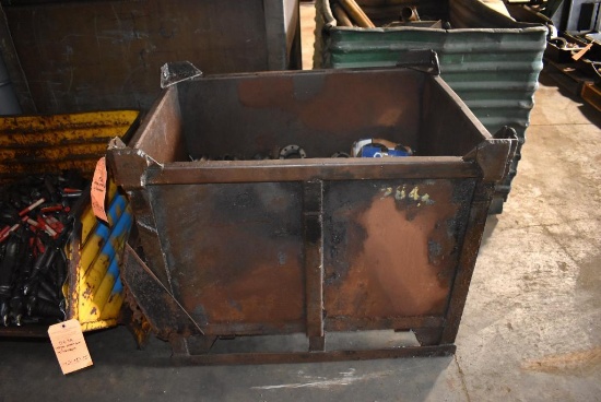 METAL SCRAP BIN WITH CONTENTS, 39" x 32" x 24"H