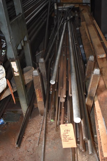 Assorted Round, Hexagonal And Square Steel Stock, Varying Diameters And Lengths