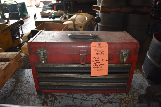 Three Drawer Lift Top Toolbox With Some Contents