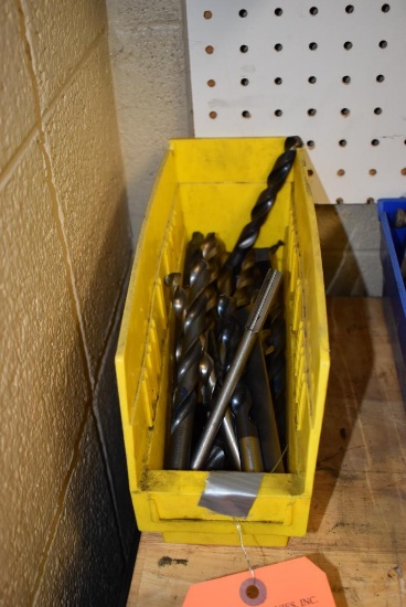 BIN OF DRILL BITS AND SOME MISC. TOOLING