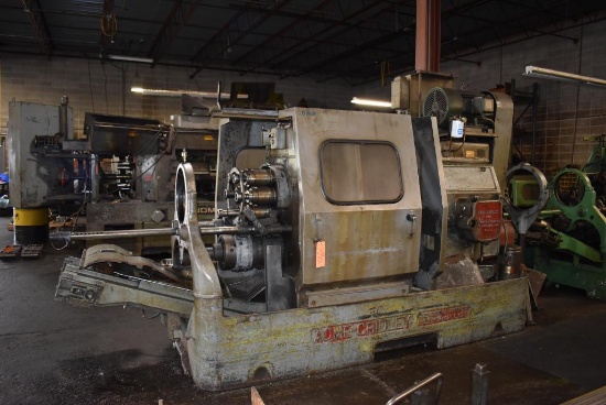 ACME GRIDLEY 1 1/4" SIX SPINDLE SCREW MACHINE, S/N: 71933, STOCK REEL, CONVEYOR AND STAND