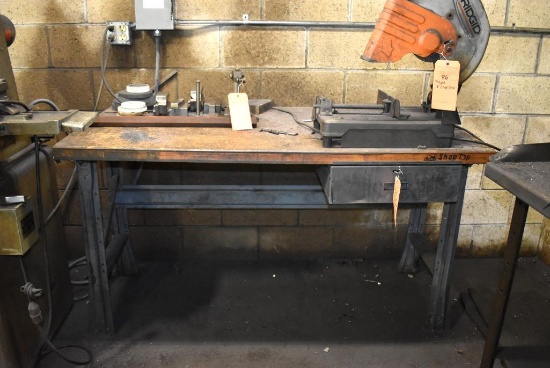 STEEL FRAMED WORKBENCH WITH COMPOSITE WOOD TOP, SINGLE DRAWER, 5' x 30" x 33 1/2"H - NO CONTENTS