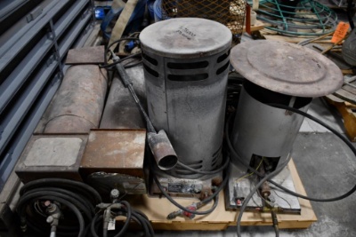 Pallet With Misc. Multiple Propane Heaters, Hoses, Regulators, Etc.
