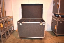 R &R divided fixture ATA cases 45" x 30" x 38" height, 4" x 2" casters, dividers are removable,