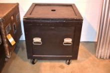 Utility case 29-1/2" x 29-1/2" x 30" height. 4" x 2" casters, with cover, picture representative