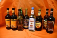 (12) ASSORTED BOTTLES OF ALCOHOL; VODKA, WHISKEY & ASSORTED LIQUEURS