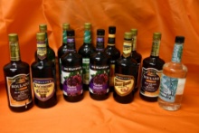 (12) ASSORTED BOTTLES OF ALCOHOL; FLAVORED BRANDY, VODKA, SCHNAPPS, ETC.
