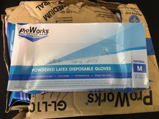 ProWorks Powdered Latex Disposable Gloves size medium 10 boxes of 100