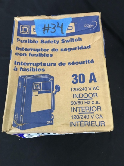 Square D Fusible Safety Switch 30A 120/240V AC Indoor