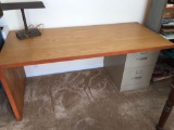 Desk made from door with filing cabinet under