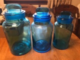 Blue glass canister jars