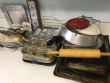 Pans, turkey baking rack, knives and more