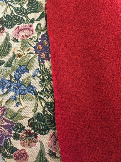 Red nylon ,flowers Tapestry