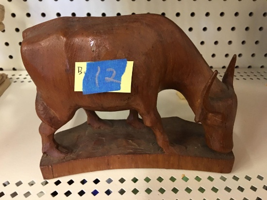 Wooden Bull Figurine