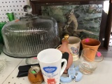 Vintage Serving Tray, Cake Pedestal & other glassware