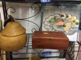 Pear Canister, Wood Box, Egg Dish