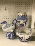 Blue and white glass ware