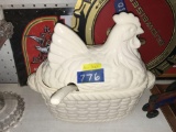 Hen in Nest Soup Tureen with Ladle