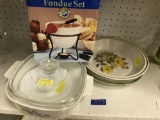 Fondue Set, pie plates & casserole