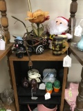 Donkey Lamp and all items on narrow shelf