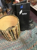 La crosse mens size 5 rain boots ans handmade wastebasket