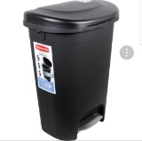 Rubbermaid Step-On Wastebasket Trash can 13 Gallon Metal Accent Black