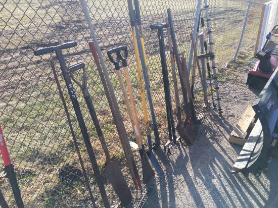 Yard hand tools spades pics rakes blades scrapers plus 25 total items