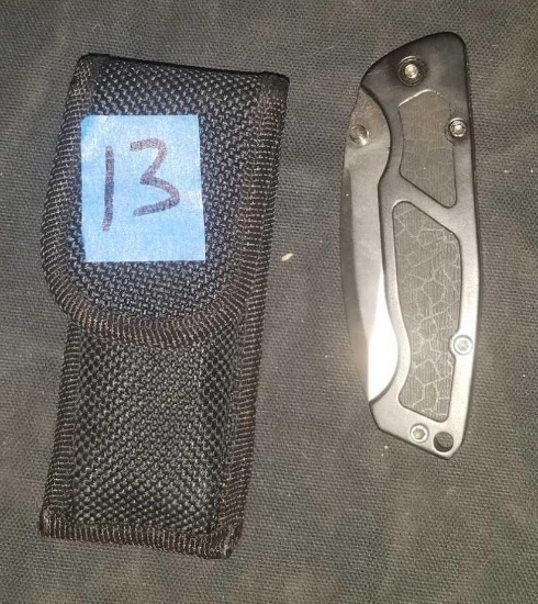 Black Pocket Knife with Case