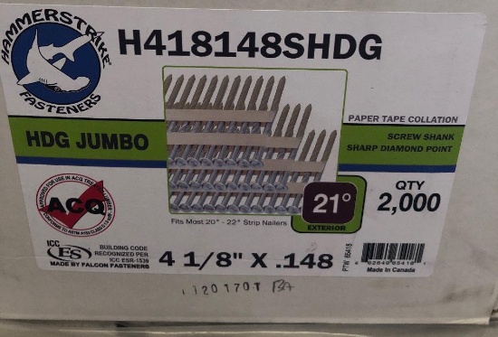 Hammerstrike Fastners HDG Jumbo Screwed Shank Sharp Diamond Point 4-1/8 Inch x .148 2000 total nails