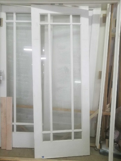 Interior White wood glass doors and frame