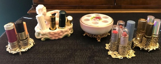 Vintage lipstick holders And Lipstick- estee Lauder sale sample