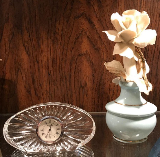 Capodimonte Flower/Waterford Crystal Clock