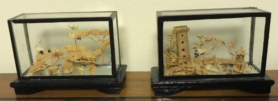Miniature Antique Chinese Bamboo Diorama Carvings