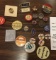 Old lapel pins license tags key holder