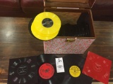 Box of 45 rpm records plus SEE PHOTOS