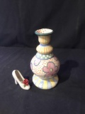 Hand pained vase and shoe