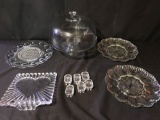 Cake stand, salts, and more glass