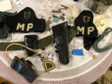 Military Police Belt, pins, Zippo lighter, and more!