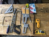 Tools! Staplers, saws, stud finder, squares, levels
