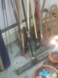 Lawn and garden tools Racks, shovels, hole digger etc