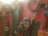 C clamp, tire iron, grease gun,