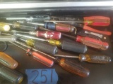 Tools in drawer: multiple screwdrivers