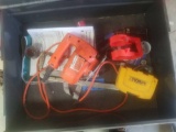 Tools in drawer: power saw, drill bits, saws, etc