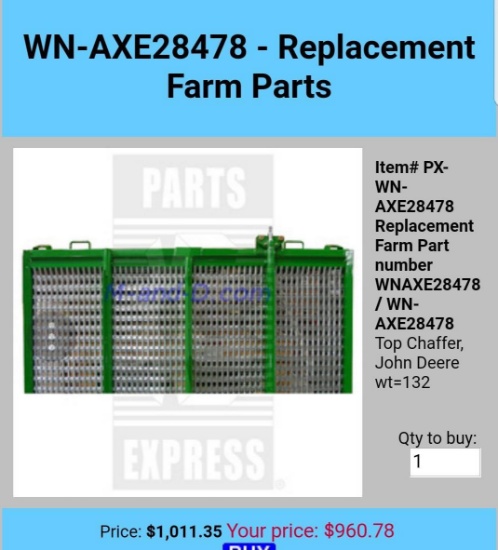 John Deere Chaffer AXE28478